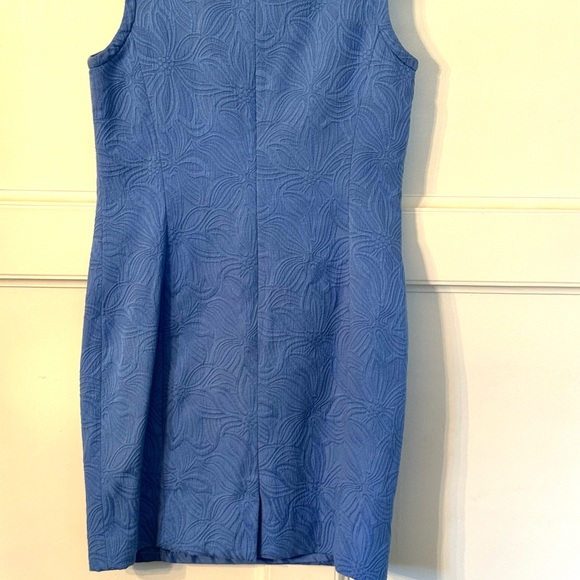 Talbots Petite Blue Dress Textured Sheath Dress 4P Sleeveless Lined - Picture 4 of 8